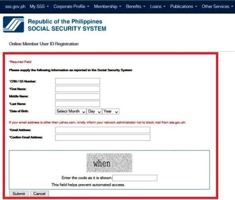 www.sss.gov.ph online member user id registration|selective service system registration.